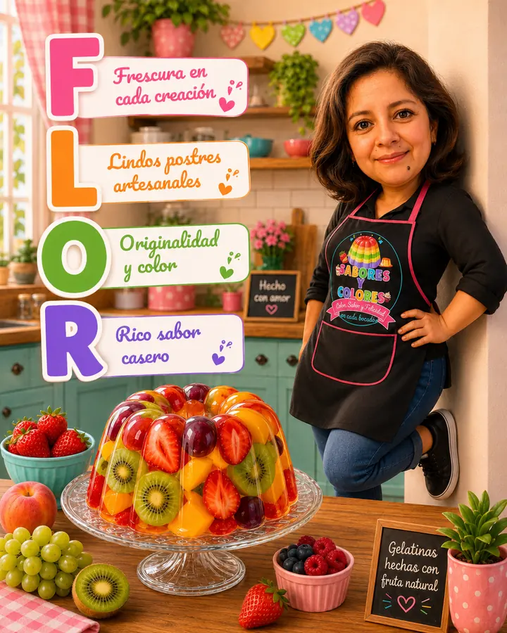 Concepto visual para una marca de postres artesanales llamada Flor
